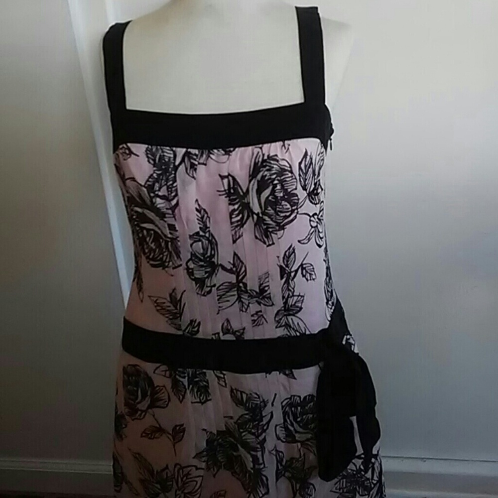 Pink/Black side tie low back dress